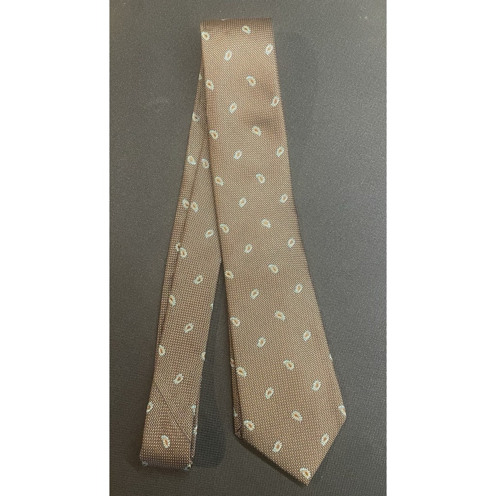Indochino Brown / Teal Paisley Men's Tie 100% Silk Made In‎ Italy Necktie